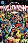 "Millennium Omnibus" steht in großen Buchstaben. Illustration von vielen Superhelden in bunten Kostümen, dicht gedrängt., Buch