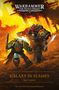 "Warhammer: The Horus Heresy", "Galaxy in Flames", Ben Counter. Zwei Krieger in Rüstungen kämpfen in einem brennenden Hintergrund., Buch