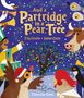 "...And a Partridge in a Pear Tree" oben. Fay Evans & Jono Ganz darunter. Weihnachtliche Illustration mit Tieren, Baum., Buch