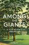 Texte: "CAROLYN FRY CHRISTINA HARRISON AMONG THE GIANTS A YEAR AT KEW'S ARBORETUM Royal Botanic Gardens Kew". 

Illustration: Große Bäume, klassische Architektur im Hintergrund., Buch