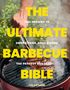 Text: "140+ Recipes to Backyard Barbecue Bible." Ein Fleischstück auf einem Grill, dampfend, mit Grillzange gehalten., Buch