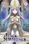 Text: Black Summoner, The Pope of the Holy Empire. Illustration einer Person in priesterlicher Kleidung, betend, vor bunten Fenstern., Buch