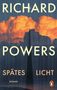 RICHARD POWERS, SPÄTES LICHT, ROMAN. Oranger Himmel mit dunklen Wolken, stilisiertes Cover mit Pinguin-Logo unten rechts., Buch