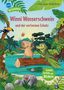 "Winni Wasserschwein und der verlorene Schatz." Fröhliches Wasserschwein und Krokodil auf Baumstamm im Dschungel., Buch