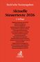 Titel: "Aktuelle Steuertexte 2026". Liste deutscher Steuergesetze. Logo unten: Greif mit Buchstaben "C.H.BECK". Roter Hintergrund., Buch