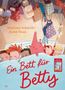 "Ein Bett für Betty" in roter Schrift, Kinder und ein rosafarbenes Tier schlafen unter einer Decke., Buch