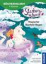 „BÜCHERHELDEN 1. Klasse“, „Sternenschweif“, „Magischer Konfetti-Regen“. Ein Mädchen reitet auf einem Einhorn, umgeben von Konfetti., Buch