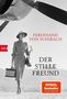 "FERDINAND VON SCHIRACH, DER STILLE FREUND, btb, SPIEGEL Bestseller. Eine Frau in Vintage-Kleidung neben einem Flugzeug.", Buch
