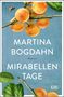 Text: "Martina Bogdahn, Roman, Mirabellentage, KiWi." Illustration mit gelben Mirabellen, Blättern und einer fliegenden Biene.