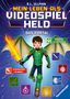 "MEIN LEBEN ALS VIDEOSPIELHELD: DAS PORTAL." Ein Junge in grüner Rüstung mit Flammenschwert und Drachenflügeln schwebt., Buch