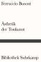 Ferruccio Busoni: Entwurf einer neuen Ästhetik der Tonkunst, Buch