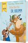 Kinderbuchcover mit Titel: "Stille Post für Dr. Brumm". Ein Bär hält ein Goldfischglas. Ein Biber schaut überrascht., Buch