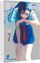 Text: "LIAR SATSU", "DEATH", "ryoko", "7", "vorläufiges Cover". Illustration eines Mädchens mit blauen Haaren und Schuluniform., Buch