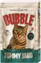 "Premium Romanfutter", "Bubble", "Ohne: Künstliche Dramen, Langeweile, Hund". Katze mit herausgestreckter Zunge., Buch