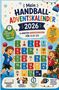 „Mein Handball-Adventskalender 2026. 5-Minuten-Kurzgeschichten für Kinder.“ Zwei fröhliche Kinder mit Handbällen., Buch