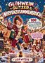 Titel: „Glühwein, Glitzer & Nervenzusammenbruch“. Illustration mit Frau, Taschen, Geschenken; humorvolles Weihnachtsbuch., Buch