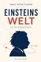 Text: "Ernst Peter Fischer, Einsteins Welt, in 50 Begriffen, Wortschein Wissen." Silhouette Einsteins mit Formel E=mc²., Buch