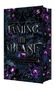 "Taming the Beast" von Evelyne Aschwanden. Hintergrund: lila Blumen und ornamentale Muster.