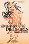 "Zwischen uns, DIE REGELN, Sandro & Deven" steht über einem Flügel-Design in warmen Orange- und Schwarztönen., Buch