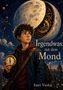 "Irgendwas mit dem Mond", Ines Vasku. Ein Junge hält einen Kompass. Hintergrund: ein großer Mond und ein Sternenhimmel., Buch