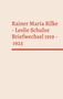 Text: Rainer Maria Rilke - Leslie Schulze Briefwechsel 1919 - 1923. Einfache, helle Gestaltung mit rotem Text und Linie., Buch
