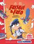 Texte: Juli Wind, Sam Rassy, Frisbie & Fred, Angriff der Bücherfresser!, mein COMIC Lese Abenteuer, NEXT LEVEL.  
Illustration: Junge mit Lupe, Bücher, Tiere., Buch