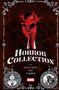 „Horror Collection“ in weißer Schrift, darunter „von Lovecraft, Poe, Corben“. Rotes, blutiges Herz, Totenköpfe., Buch