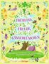 Text: "Frühling, Freude, Gänseblümchen. Die schönsten Geschichten von Astrid Lindgren, Sven Nordqvist und anderen."  
Illustration: Kinder und Tiere umgeben einen blühenden Baum., Buch