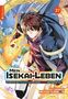 „Mein Isekai-Leben“ und „27“. Ein junger Mann mit Feuer in der Hand, umgeben von blauen Wesen und einem orangenen Bogen., Buch