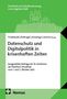 "Datenschutz und Digitalpolitik in krisenhaften Zeiten" steht groß auf grünem Hintergrund mit schlichten Illustrationen von Menschen., Buch