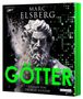 „Götter“, Marc Elsberg, gelesen von Dietmar Wunder. Illustration: Statue eines Gottes mit pixelartigem Hintergrund., 2 MP3-CDs