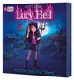 Texte: "Lucy Hell", "Mission teuflische Träume", "Gelesen von Derya Akyol". Illustration: Mädchen mit Dreizack, Dämon, Wegweiser., 2 CDs