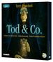 "Tod & Co. Gelesen von Rufus Beck, Stefan Kaminski, Volker Niederfahrenhorst." Ein Skelett mit Kapuze hält eine Katze., MP3-CD