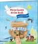 "Meine bunte Arche Noah" und "Steckfiguren-Spaß". Illustration einer Arche mit Tieren und einem strahlenden Himmel., Buch