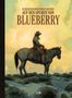 "Sur la piste de Blueberry", französisches Originalcover. Silhouette eines Cowboys auf einem Pferd vor einem Sonnenuntergang., Buch