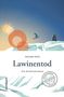 "Lawinentod. Ein Kriminalroman" von Roland Weis. Eine Illustration mit Skifahrer auf einem Schneebrett, Sonne und Felsen., Buch