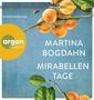 Texte: "1 MP3-CD", "Autorinnenlesung", "Martina Bogdahn", "Mirabellenta­ge", "argon hörbuch". Illustration von Mirabellen., MP3-CD