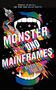 Text: "DRACULA IM WELTALL – UND EINE CREW VOLLER MONSTER, MONSTER UND MAINFRAMES, foliant." Buntes Pixel-Art mit offenem Mund., Buch