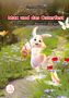 Text: "Simone Weber, Max und das Osterfest, Lesen, Malen, Basteln, Backen". Ein Hase mit Korb auf einem blumigen Weg., Buch