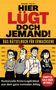 Titel: "Hier lügt doch jemand!". Darunter Comicfiguren vor einer Messlatte, mit Textblase und verschiedenen Gesichtsausdrücken., Buch