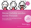 "Meine Gefühle werden meine Freunde" steht im Zentrum. Drei lachende Figuren in rot-weiß gestreiften Hemden., CD