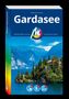 Titel: Gardasee. Eberhard Fohrer. Oben Logo von Michael Müller Verlag. Unten Bild eines Sees mit Bergen und Zypressen., Buch