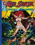 "Red Sonja: Teufelin mit einem Schwert" in großen Buchstaben, mit einer Frau in Kettenhemd, umgeben von Kämpfern., Buch