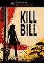 Text: "KILL BILL", "Das Gesetz der Rache", "MOVIES TO-GO BEBILDERTE ANALYSEN". Silhouette einer Figur mit Schwert vor rotem Kreis., Buch
