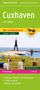 Cuxhaven Rad- und Wanderkarte 1:60 000, Ausflugs- und Freizeittipps, E-Bike geeignet, sonniges Logo, Küstenlandschaft.