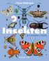 „Natur-Bibliothek: Insekten & Krabbeltiere“. Viele bunte Insekten vor blauem Hintergrund, einschließlich Schmetterlingen und Käfern., Buch