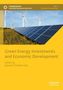 "Green Energy Investments and Economic Development" auf gelbem Hintergrund. Solarpanels und Windräder in einer Wiese., Buch