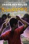 Text: "#1 New York Times Bestselling Author Jason Reynolds, Soundtrack." Illustration: Person trommelt, umgeben von Musiknoten., Buch