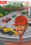"What Is Formula 1 Racing?" in großen Buchstaben. Davor eine Illustration mit Rennwagen und einer fröhlichen Person in Rot.