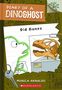 „Diary of a Dinoghost: Old Bones“. Zeichnung eines Dinosaurier-Geistes vor einem Skelett. Schlüsselanhänger links., Buch